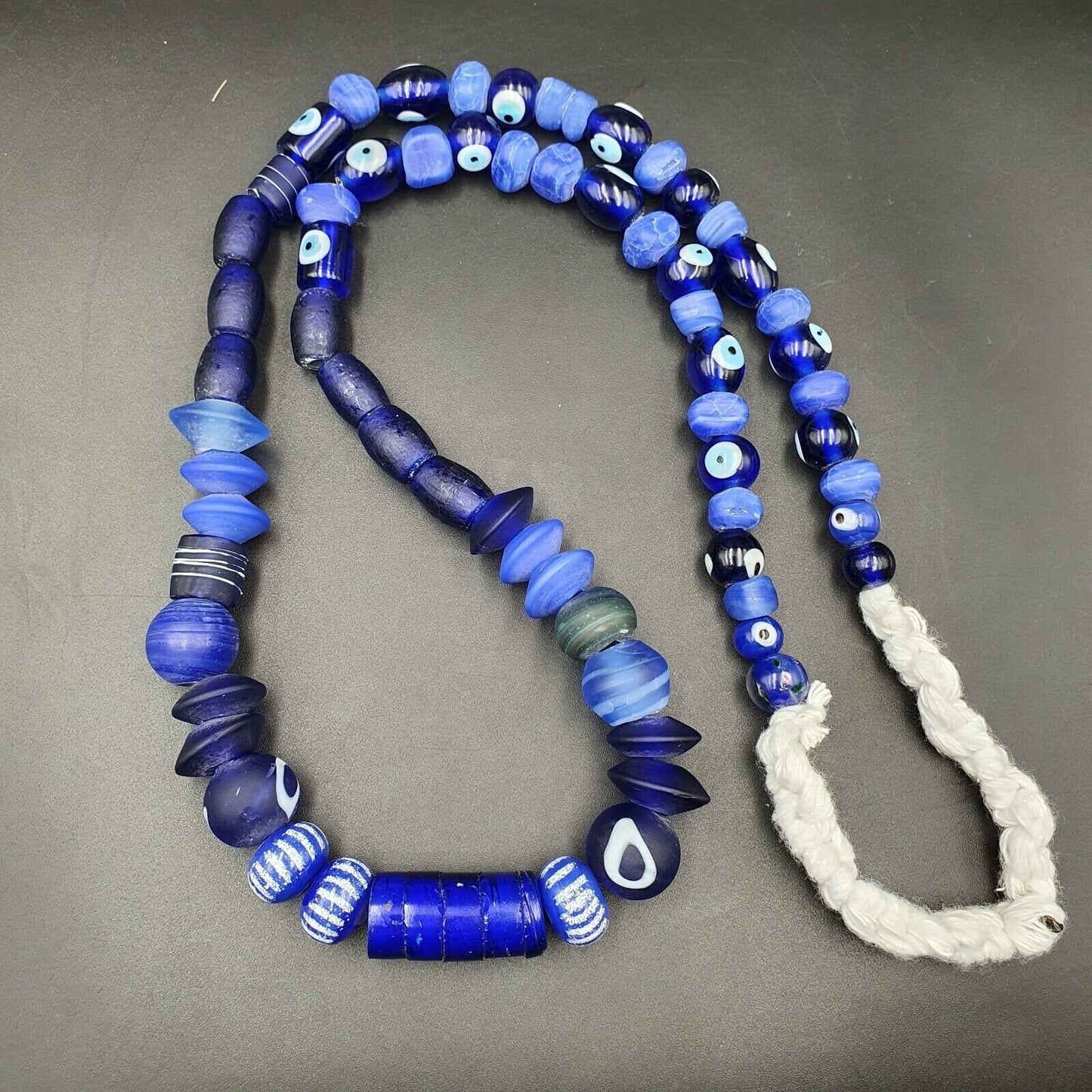 Mix lot vintage cobalt blue evil eye glass beads beaded necklaceGift