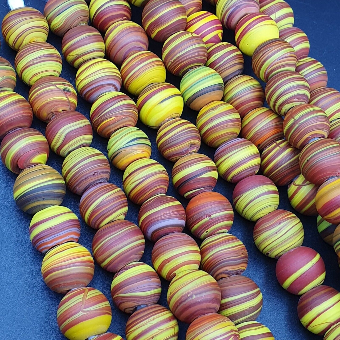 Vintage glass traded glass beads / beaded long necklace 17-18mm big size beadsGift