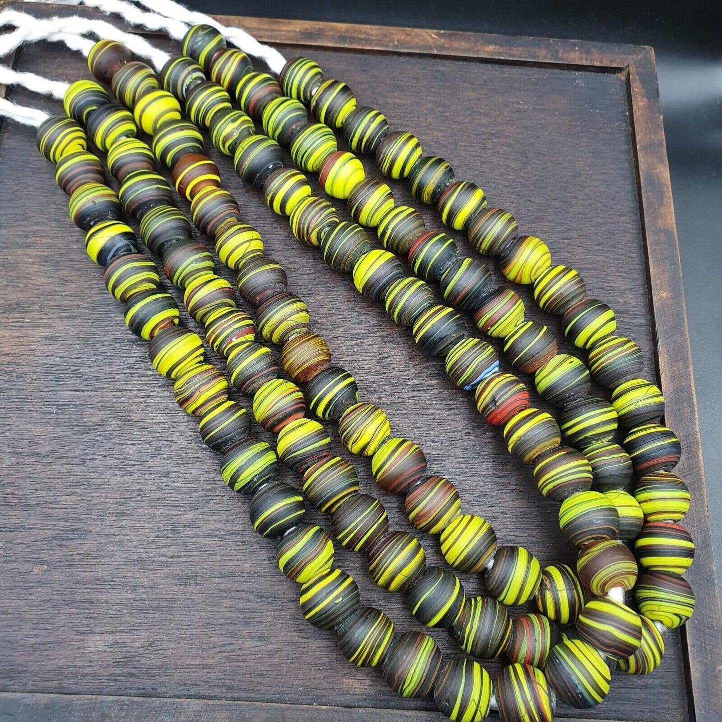 Vintage glass traded glass beads / beaded long necklace 17mm big size beadsGift
