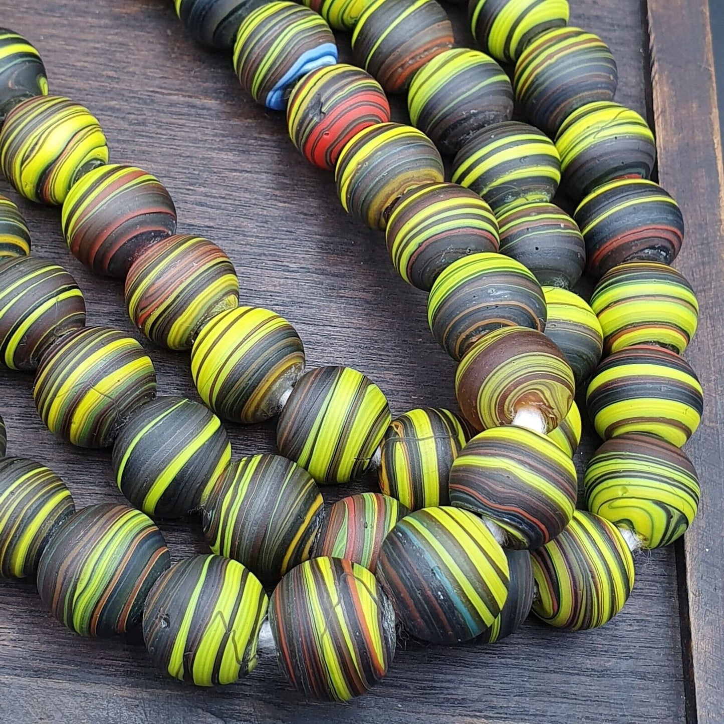 Vintage glass traded glass beads / beaded long necklace 17mm big size beadsGift