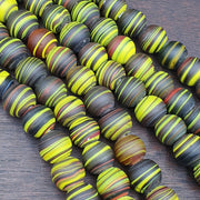 Vintage Venetian Inspired Glass Zebra Stripe Long Beaded Necklace | 35-Bead Strand | 17mm, Multi-Color, Full-Length