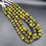 Vintage Venetian Inspired Glass Zebra Stripe Long Beaded Necklace | 35-Bead Strand | 17mm, Multi-Color, Full-Length