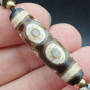 Vintage antique agate 3 eye bead tibet himalayan dzi pendant necklace