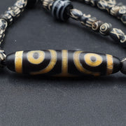 Vintage antique agate 4 eye bead tibet himalayan dzi pendant necklace