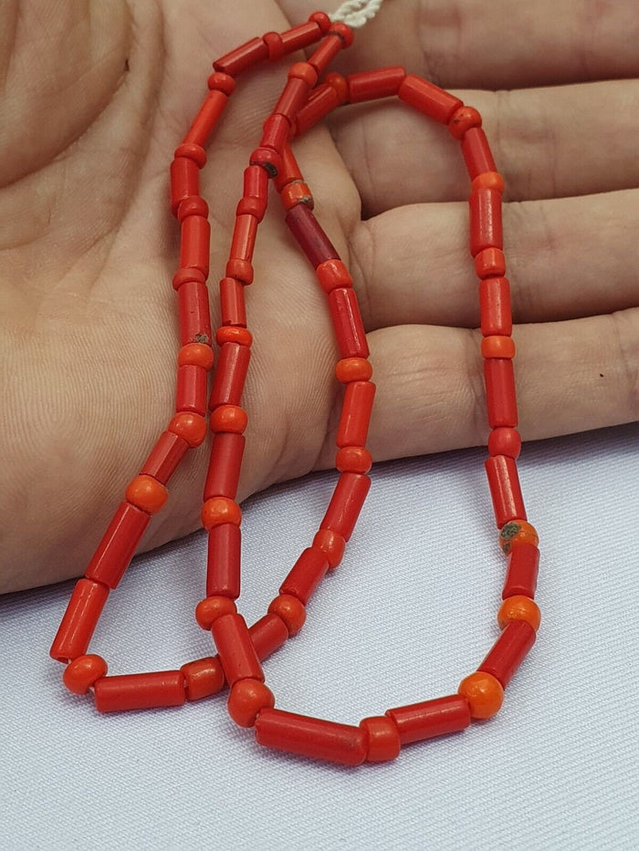 Vintage old beads orange color glass beads jewelry necklaceGift