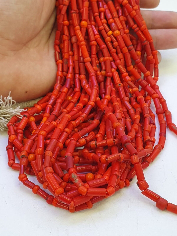 Ancient Red Glass Beads Necklace: Jewelry Making Supply