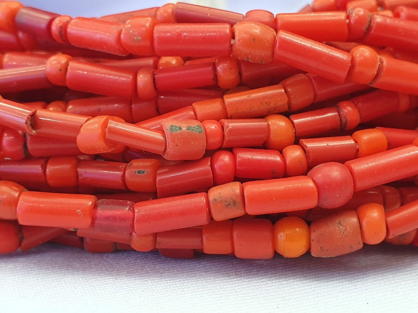 Ancient Red Glass Beads Necklace: Jewelry Making Supply