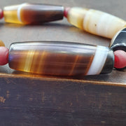 Antique Yemeni Agate Beads, Rare Banded Pattern, Lot 6 - 150–200 Years, Haqeeq Amulet, Trade-Era