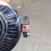 Antique tibetan himalayan carving agate beads pendant with sterling silver hook