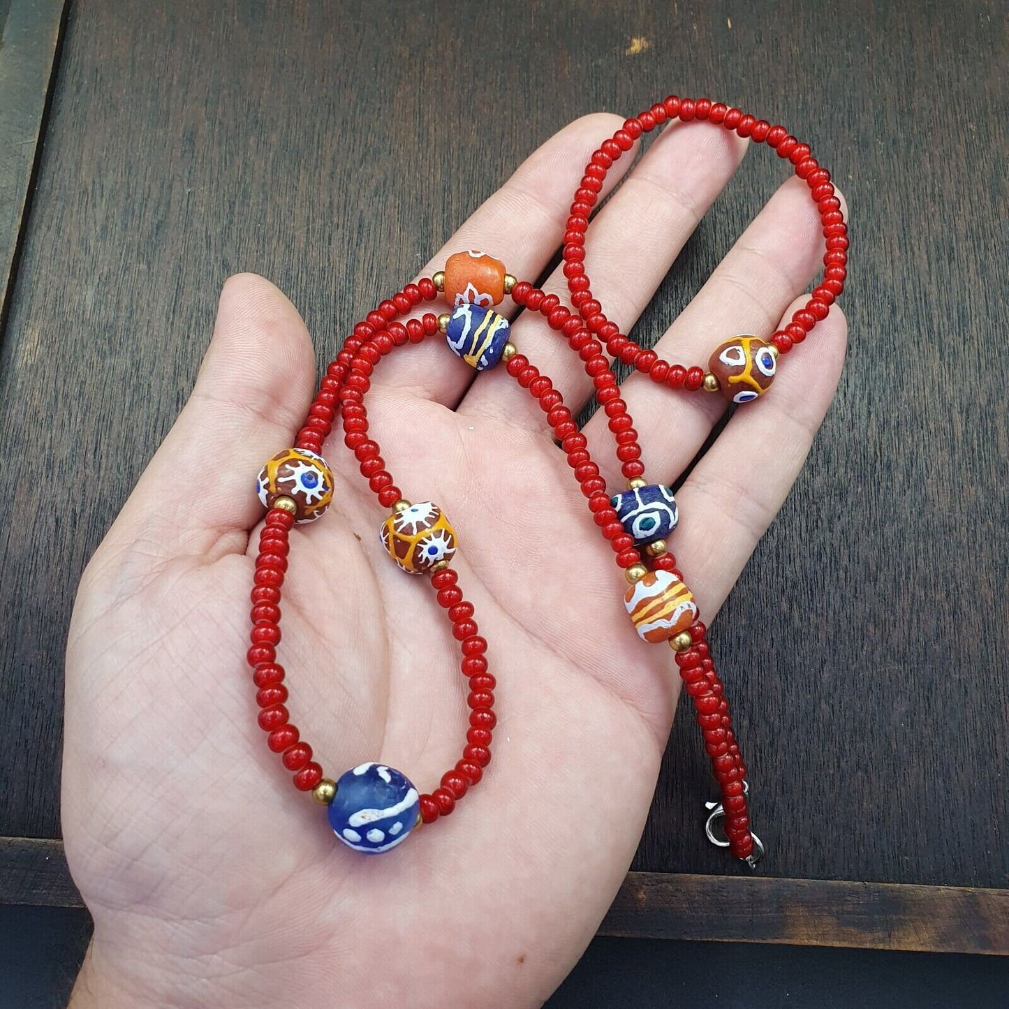 4.5 mm venetian red white heart and african glass beads jewelry setGift