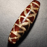 Rare pattern himalayan nepalese tibetan south east asian etched agate bead