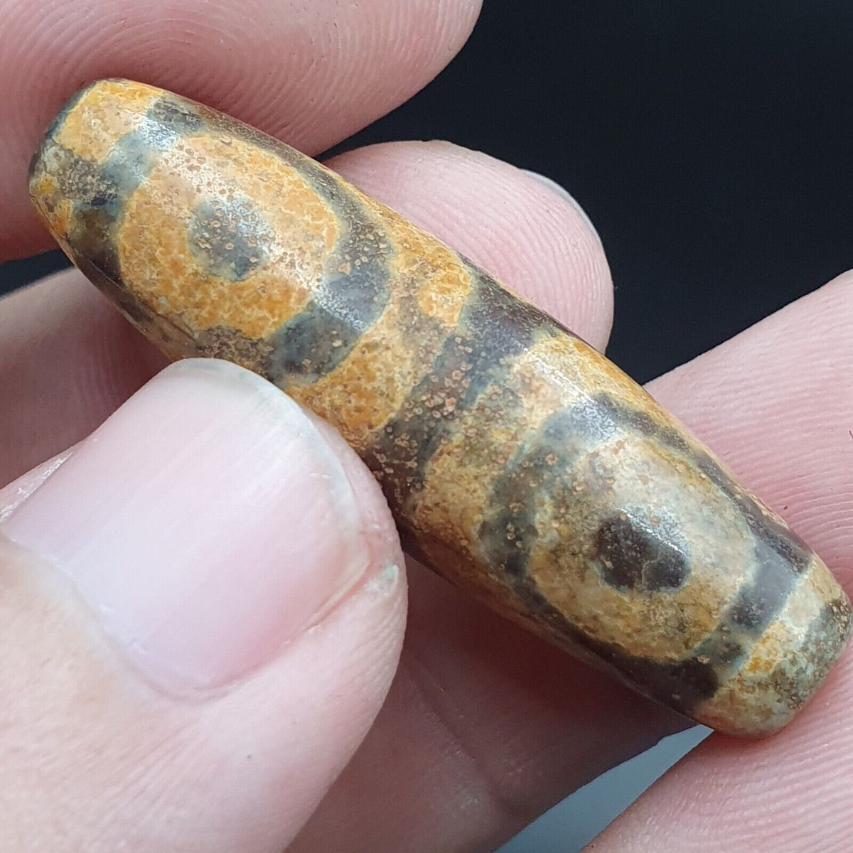 3 Eyes Antique Agate Bead Tibet Himalayan Dzi Pendant