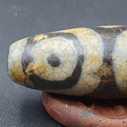 Old Indo-Tibetan pure 3 eye agate dzi pendant bead – photo 4 of 5
