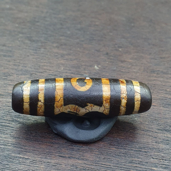 Old Indo Tibetan Agate 3 Eyes Lines Agate Stone Dzi Bead Amulet