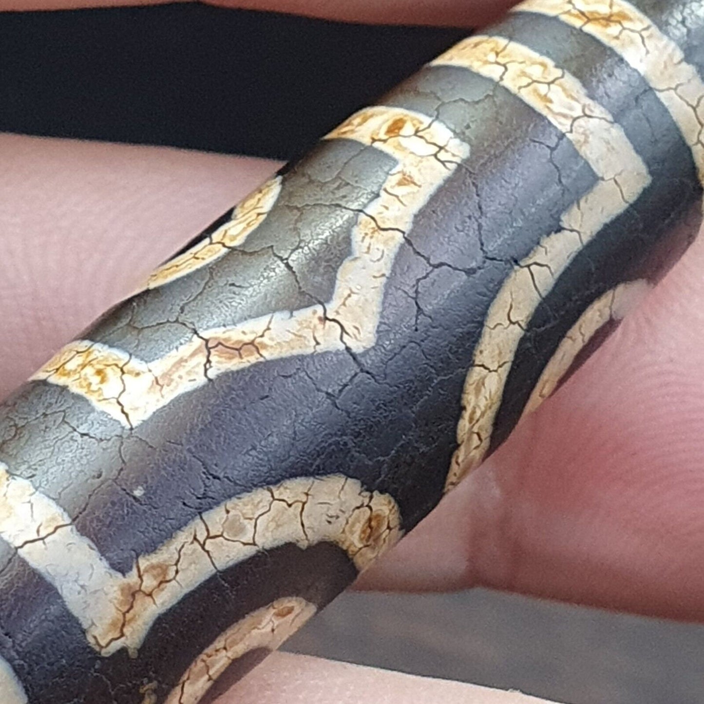 Indo Tibetan Agate Dzi Bead Amulet - 3 Eye Design