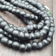 Vintage African Black Glass Trade Beads Strand (7-8mm)