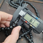 Vintage Black Glass African Trade Beads Strand (8-10mm)