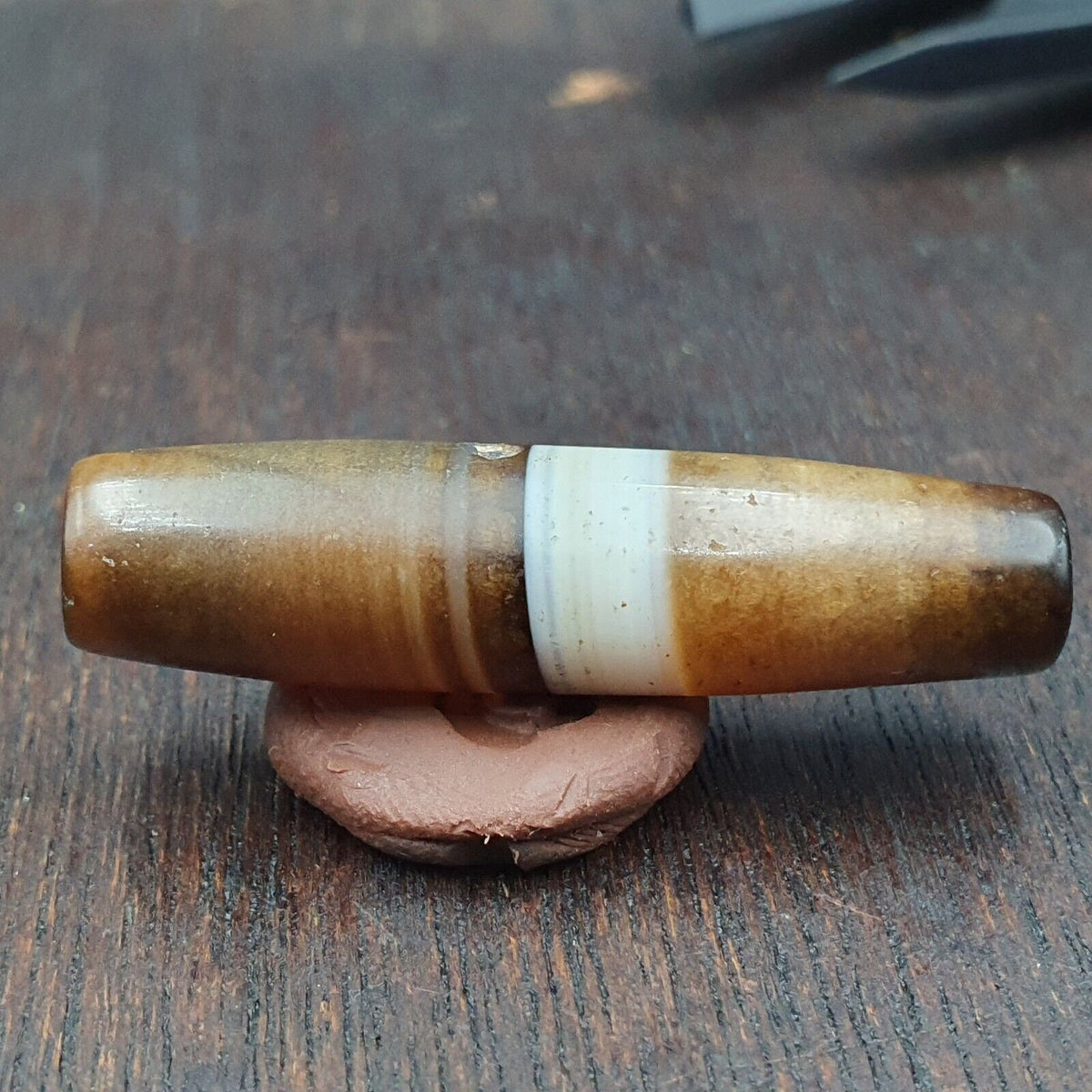 Antique Old Yemeni Agate Natural Rare Pattern Banded Agate Bead 37.9mm