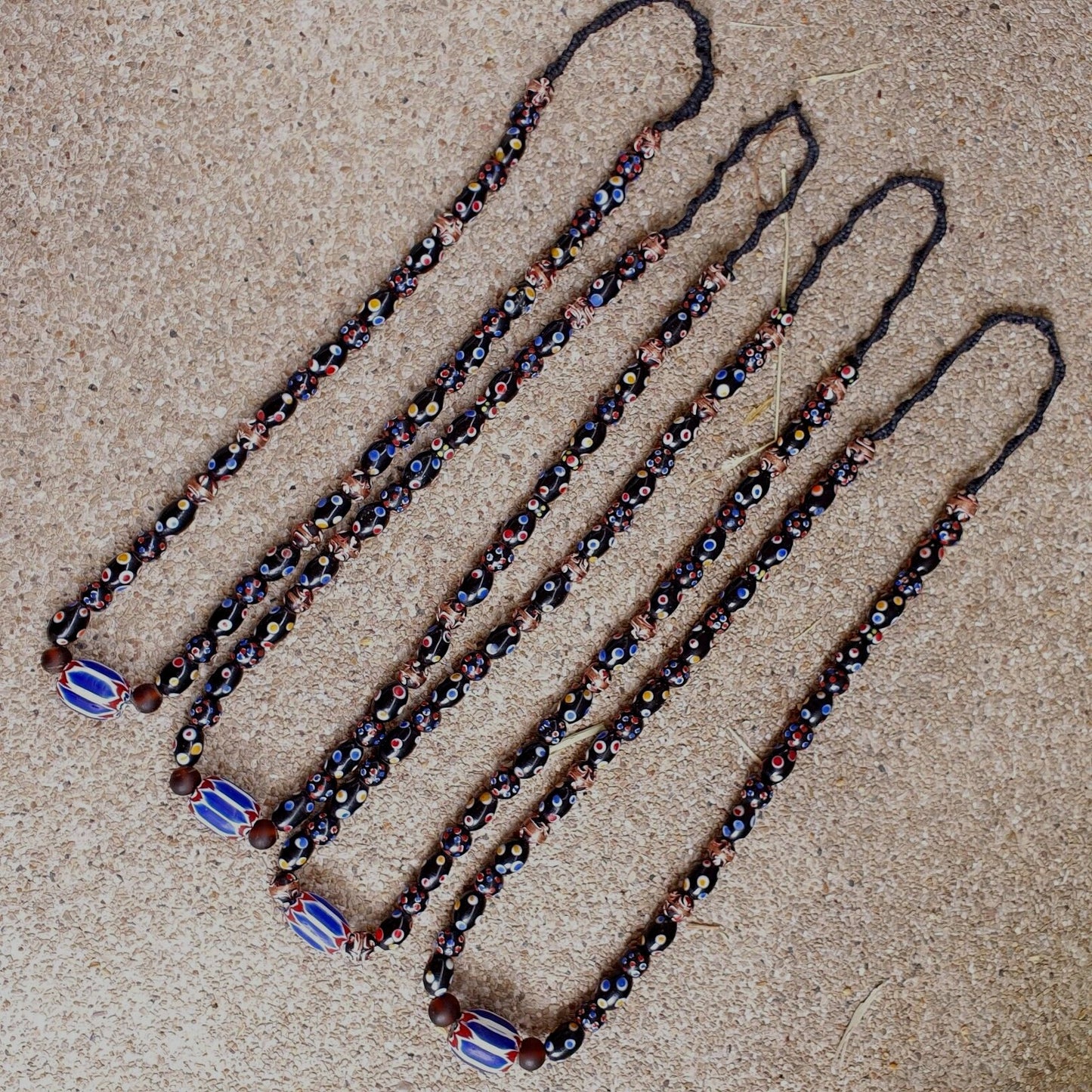 Venetian style beads old chevron skunk dotted eyes glass beads long strandGift