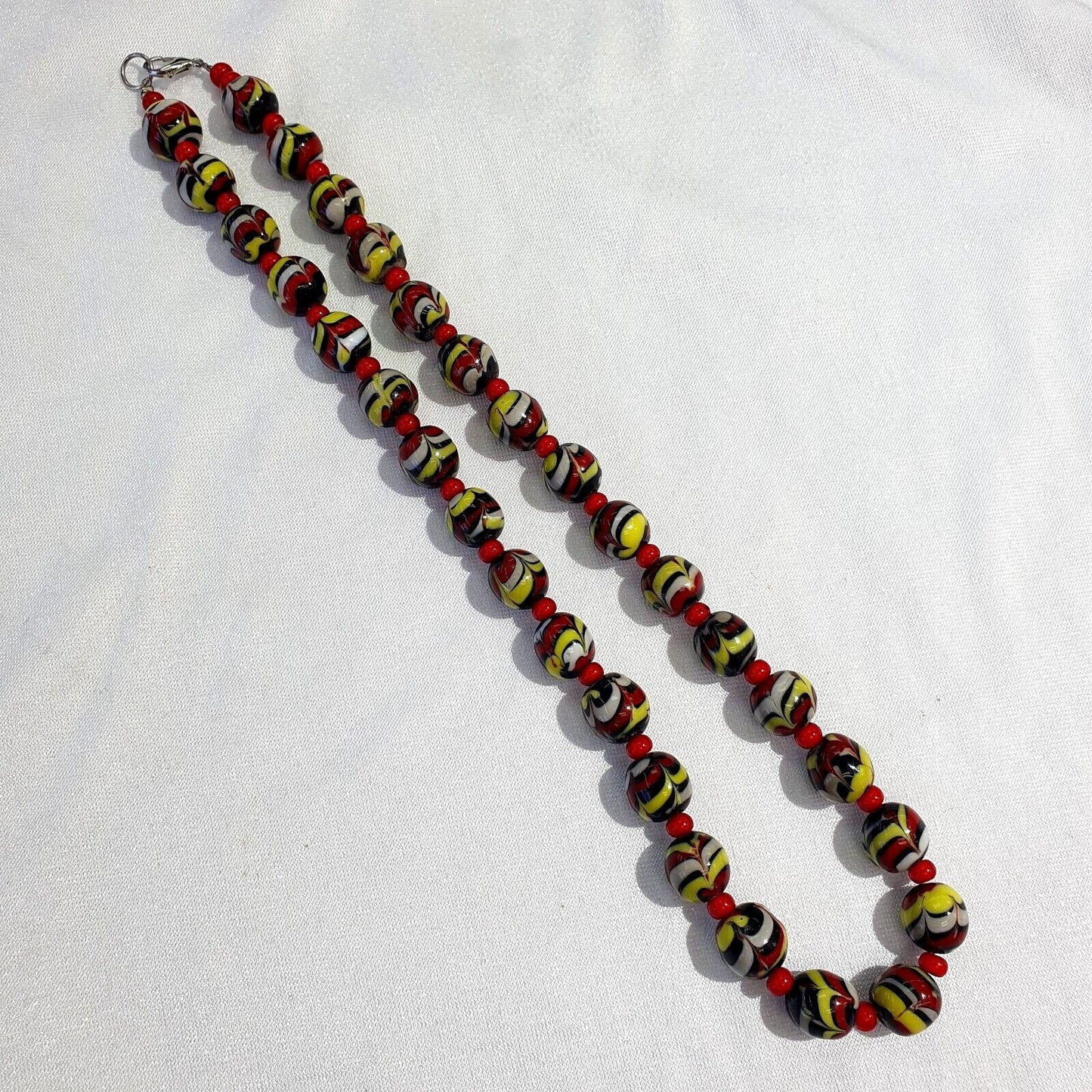 Colorful glass and white heart venetian glass beads necklace bb-11Gift