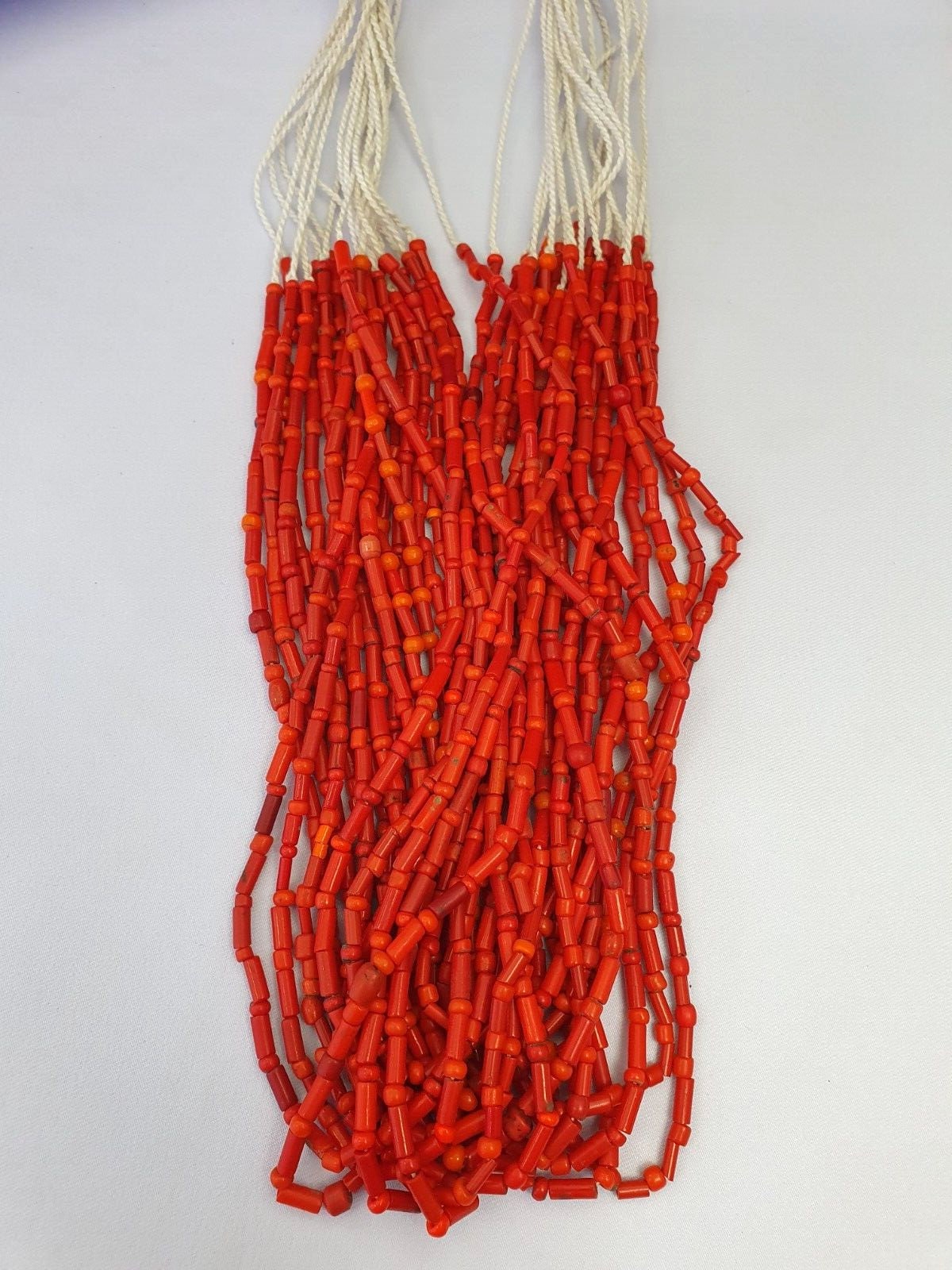 Ancient Red Glass Beads Necklace: Jewelry Making Supply