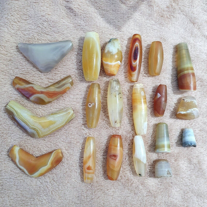 Very rare antique khorasan persian antique agate beads lot 20 pcs amulet