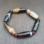 Antique Yemeni Agate Beads, Rare Banded Pattern, Lot 6 - 150–200 Years, Haqeeq Amulet, Trade-Era