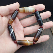Antique Yemeni Agate Beads, Rare Banded Pattern, Lot 6 - 150–200 Years, Haqeeq Amulet, Trade-Era