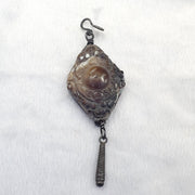 Antique Tibetan carved agate bead pendant set with sterling silver – photo 2 of 5
