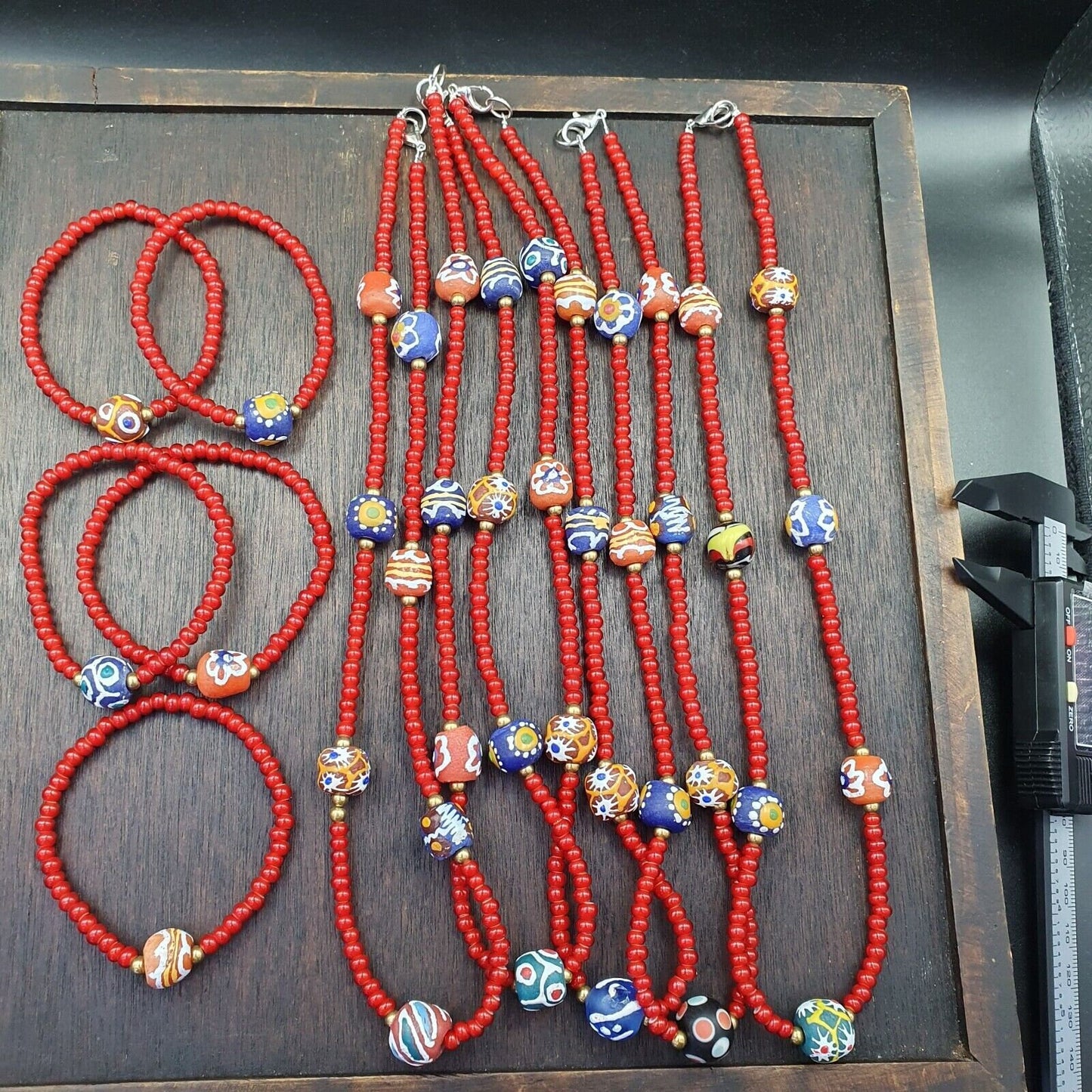 4.5 mm venetian red white heart and african glass beads jewelry setGift