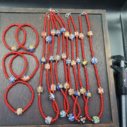 Venetian Red Heart, Handmade Necklace And Bracelet Set | African Glass Beads | 4–4.5mm, 8–10mm Strand