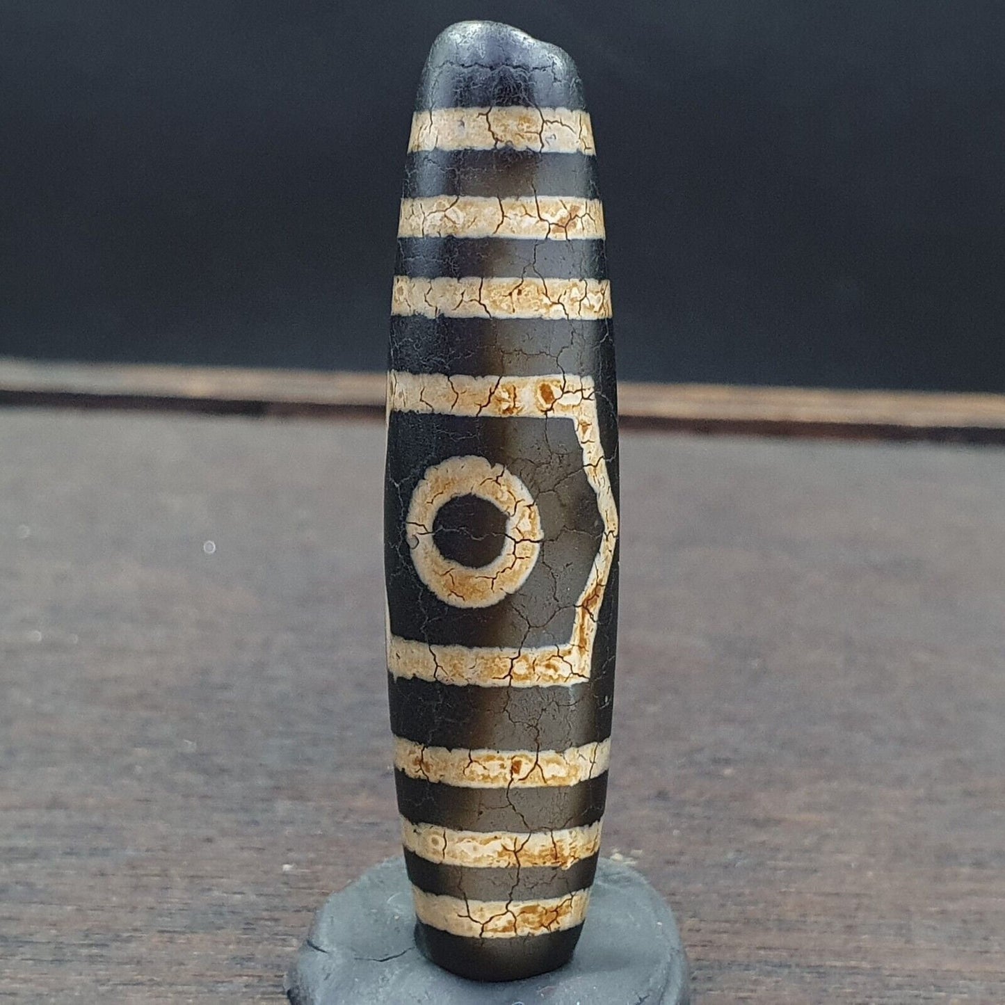 Indo Tibetan Agate Dzi Bead Amulet - 3 Eye Design