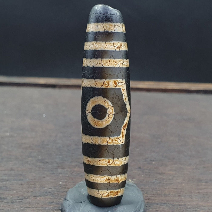 Indo Tibetan Agate Dzi Bead Amulet - 3 Eye Design