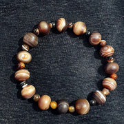 Antique indo tibetan soleimani agate beads, beaded bracelet amulet 16 beads