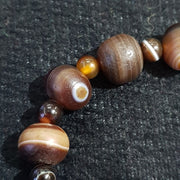 Antique indo tibetan soleimani agate beads, beaded bracelet amulet 16 beads