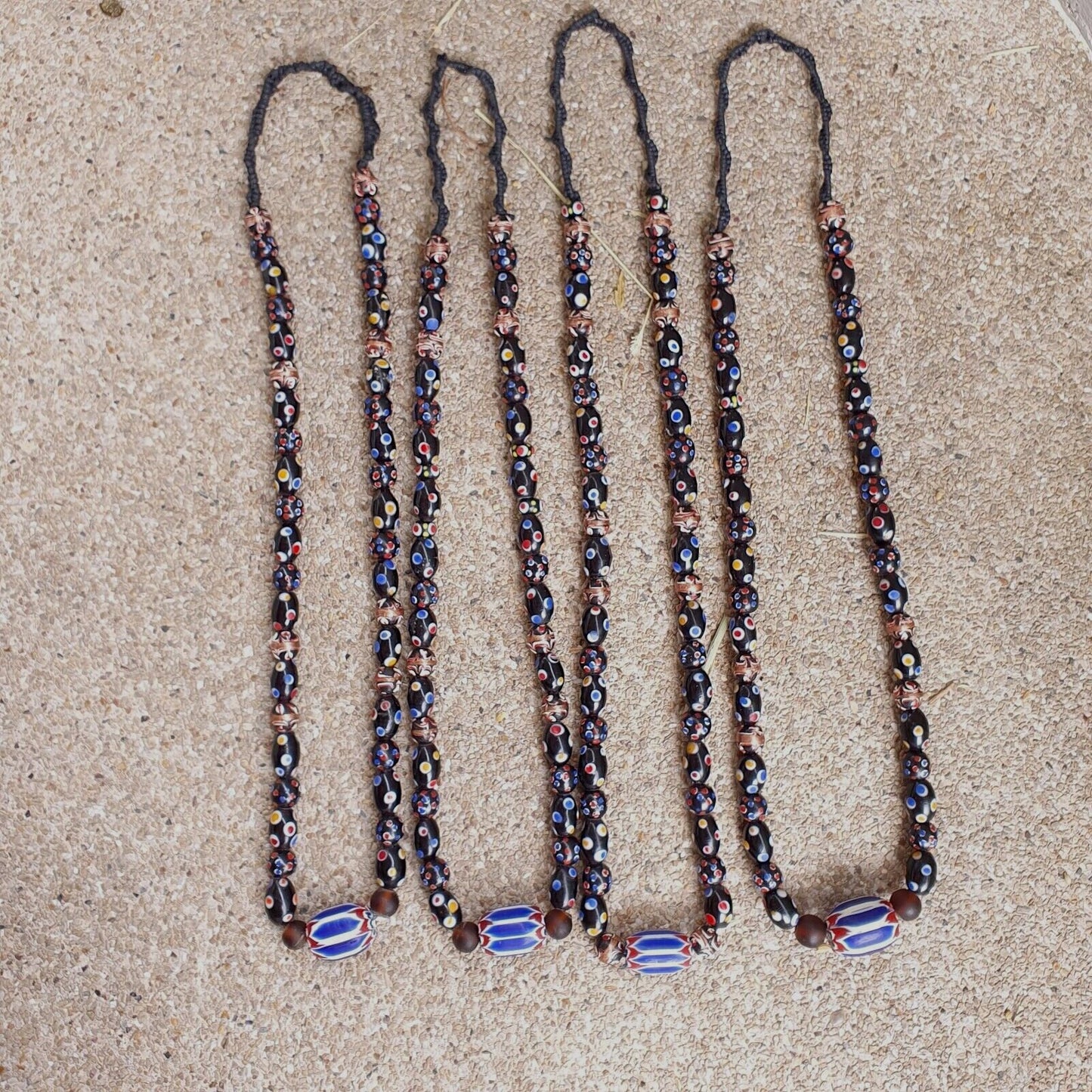 Venetian style beads old chevron skunk dotted eyes glass beads long strandGift
