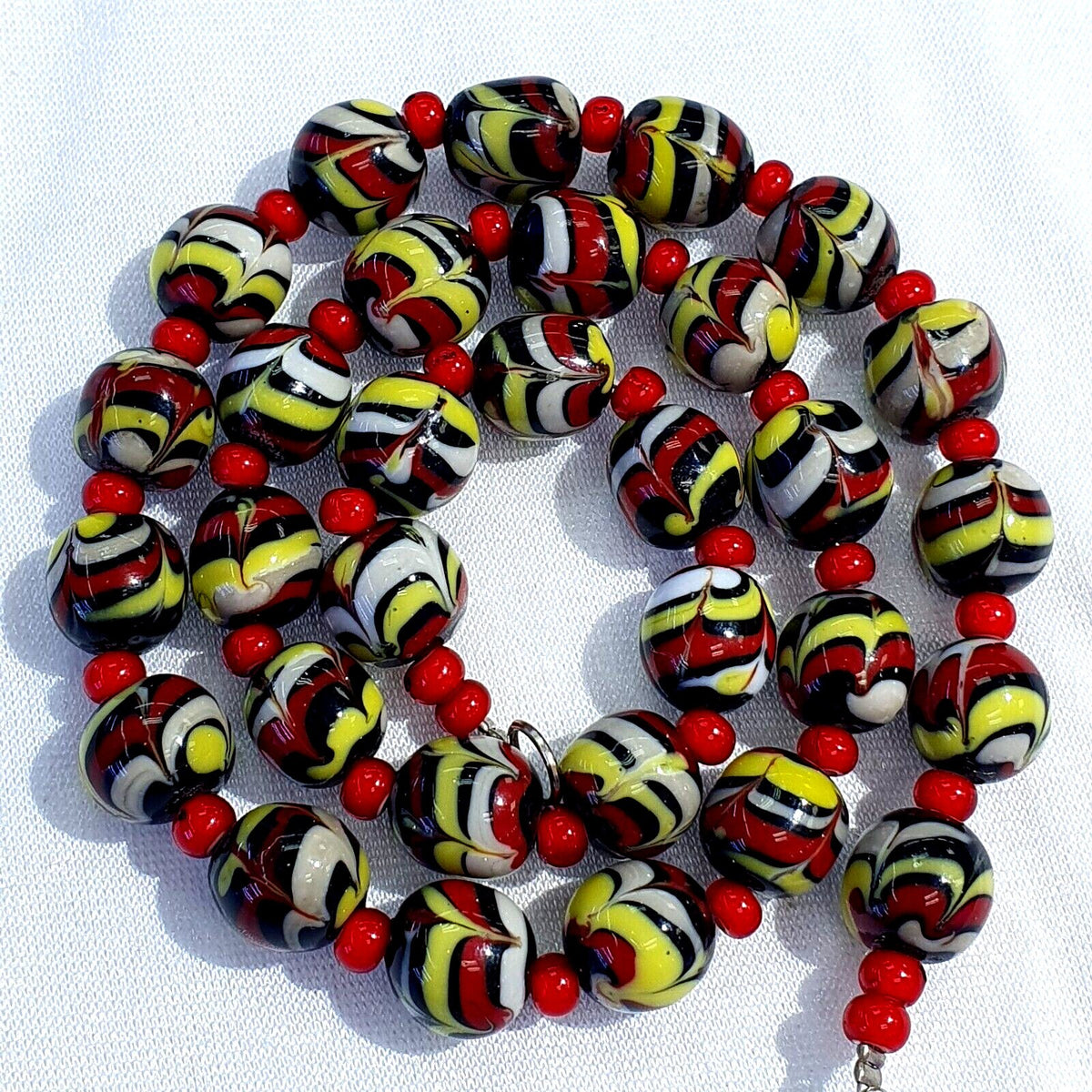 Colorful glass and white heart venetian glass beads necklace bb-11Gift