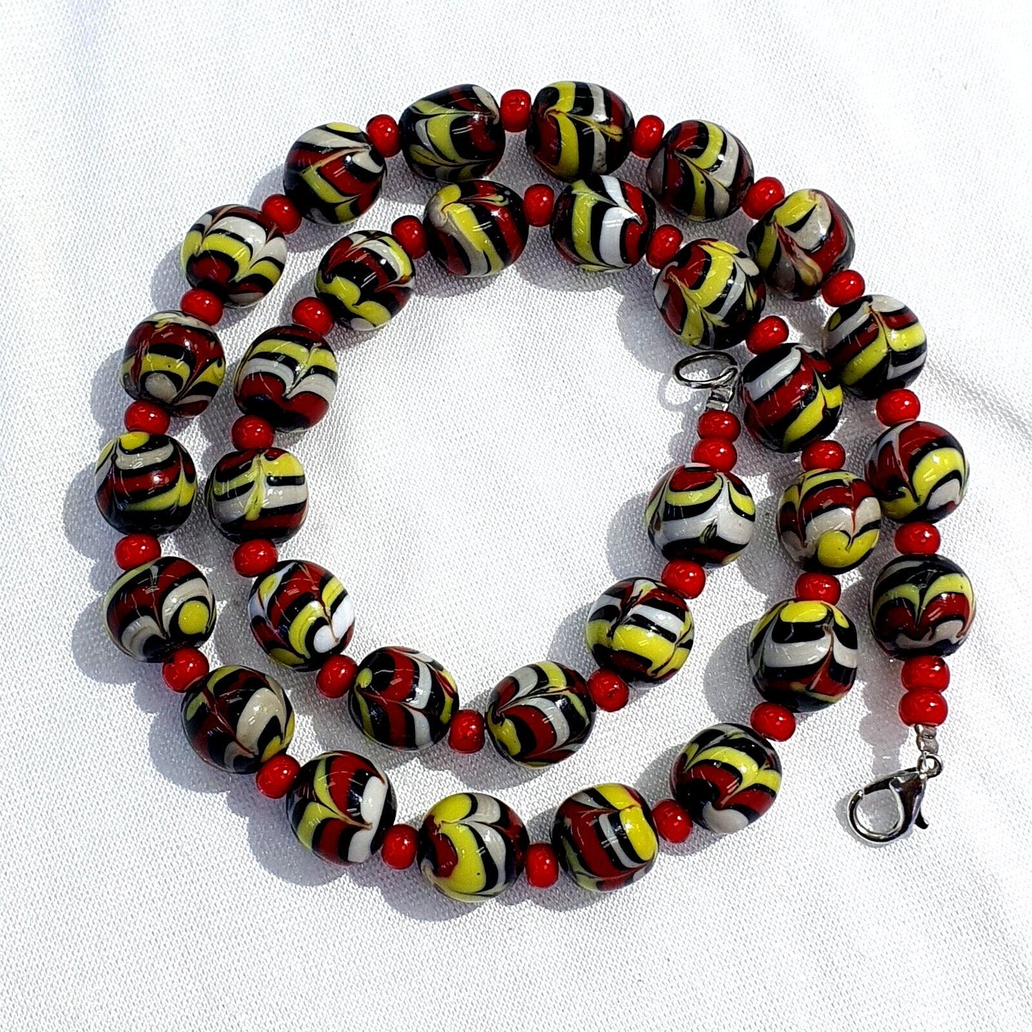 Colorful glass and white heart venetian glass beads necklace bb-11Gift