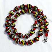 Colorful glass and white heart venetian glass beads necklace bb-11.