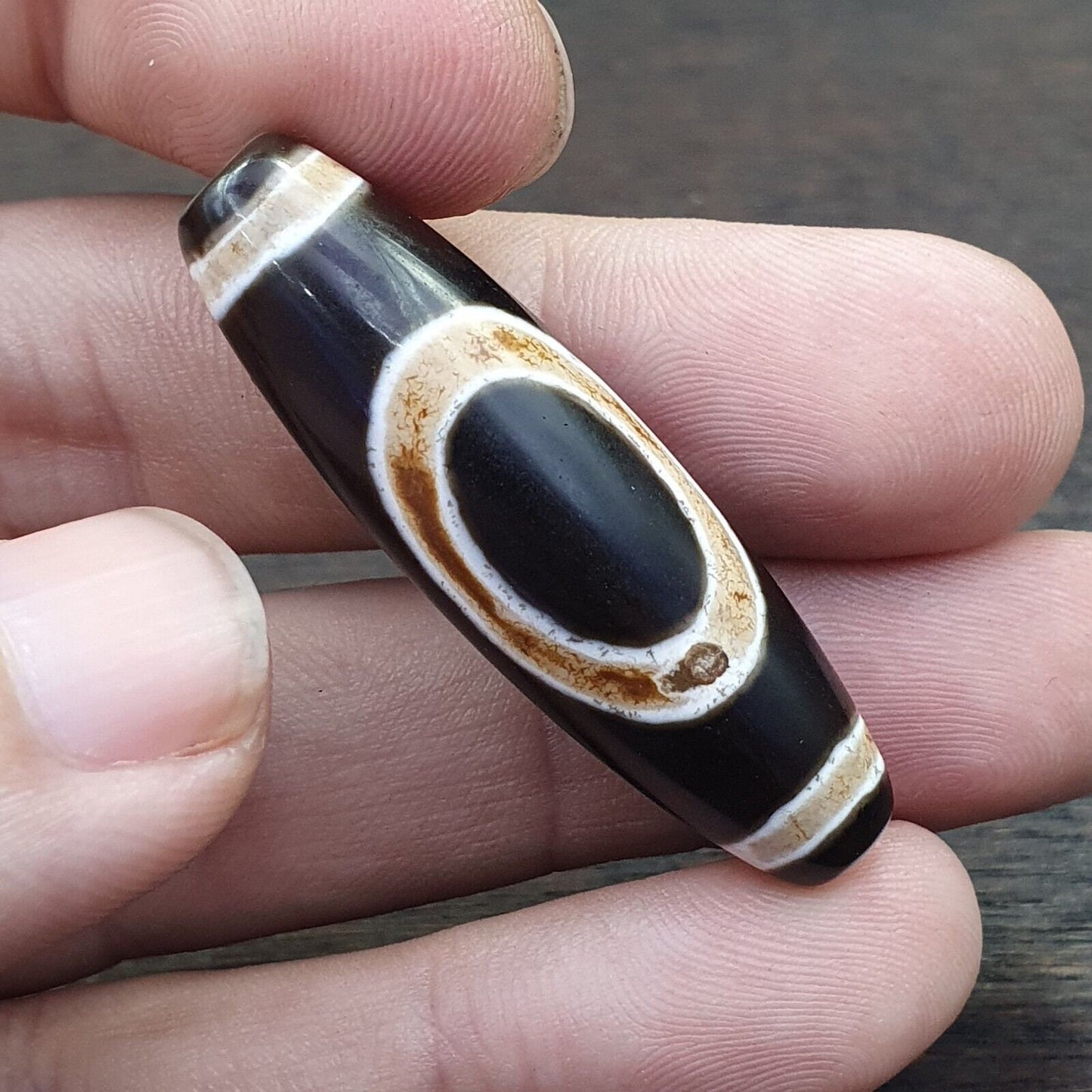 Himalayan Tibetan Dzi Bead Amulet: Rare Pattern Agate