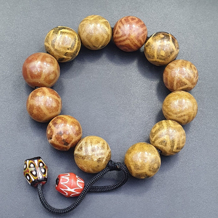 South asian burmese antiques pumtek pyu beads 20 - 22mm lot 12 beads bracelet