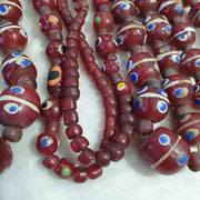 Skunk Trade Beads, Thousand Eyes Strand Necklace | Glass Venetian Inspired, Mid 20th Century | 36 Inches