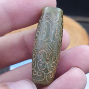 Early chinese green jade bead pendant  haitian certificate provided-698
