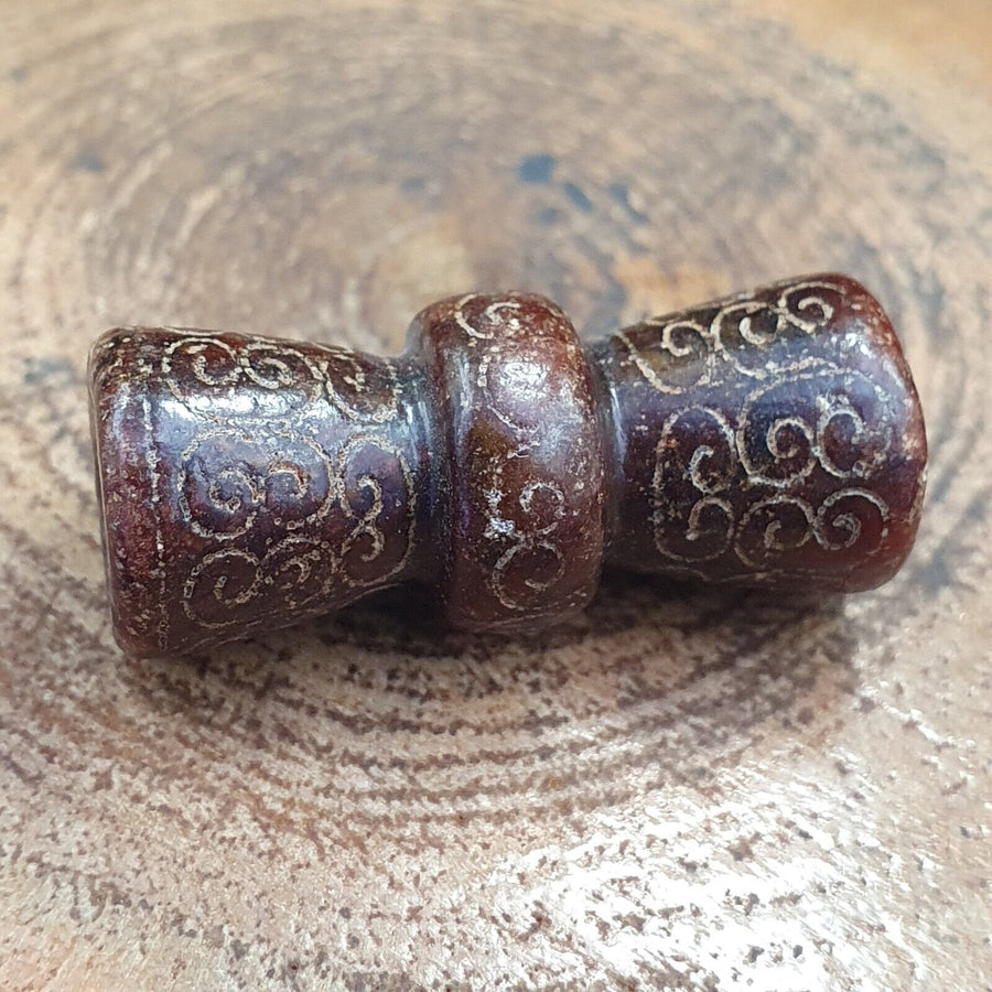 Early chinese red jade bead pendant  haitian certificate provided-511