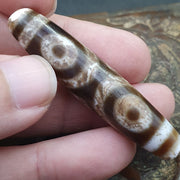 Tibetan 3 eyes in eyes agate stone dzi bead amulet ag-2