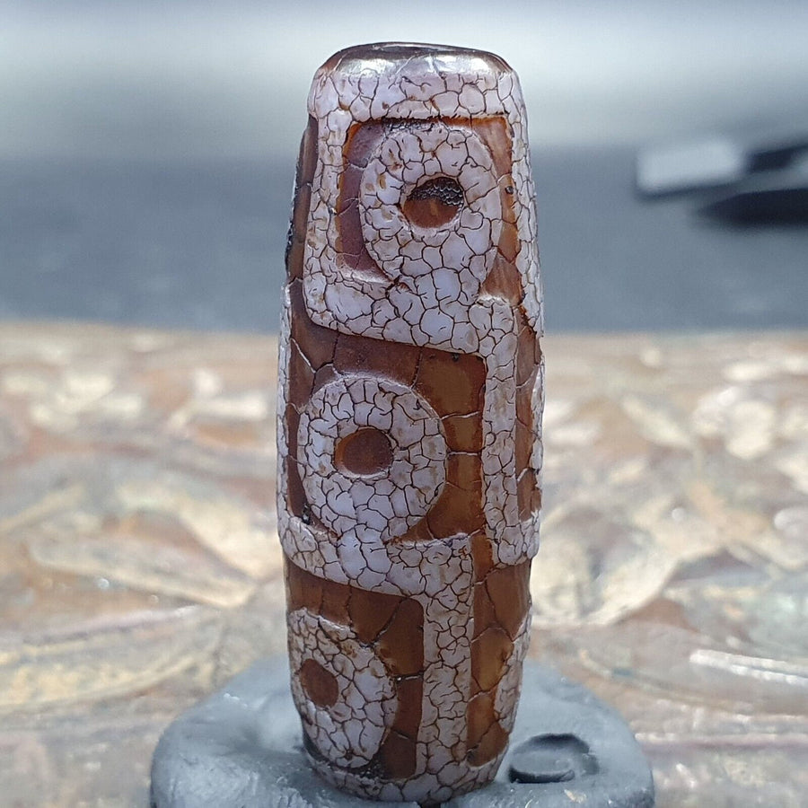 Tibetan 9 eyes in eyes agate stone dzi bead amulet ag-3
