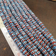 Vintage chevron beads venetian style sky blue glass 9-10mm beads long strand.