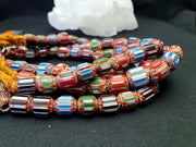 Multi color beads chevrons venetian glass beads african necklace 11-12mm.