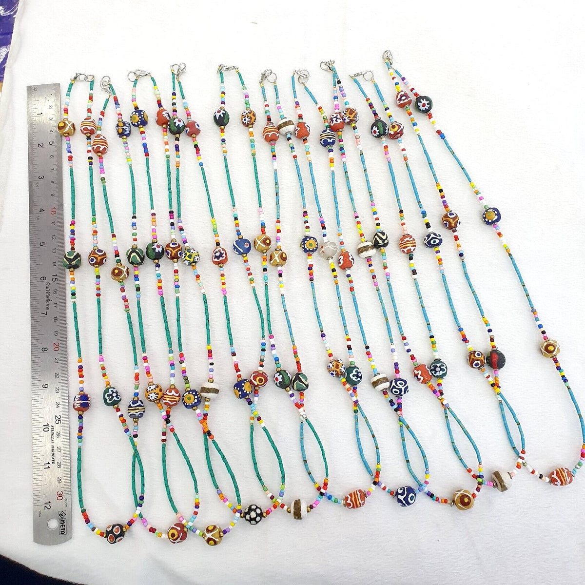 Lot 2 pcs african glass beads tiny turquoise seed glass beads necklaces sd-3