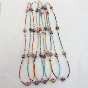 Lot 5 pcs african glass beads with afghan tiny seed beads necklaces sd-2